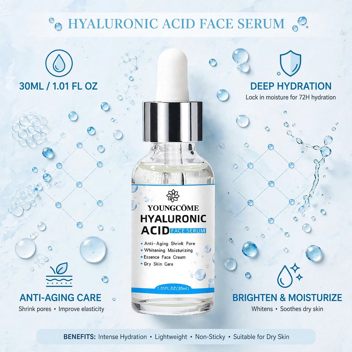 Hyaluronic Acid Facial Essence Deep Moisturizing Facial Skin Essence Korean Skin Care Products